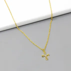 Cross CZ Stone Pendant Short Chain Necklace