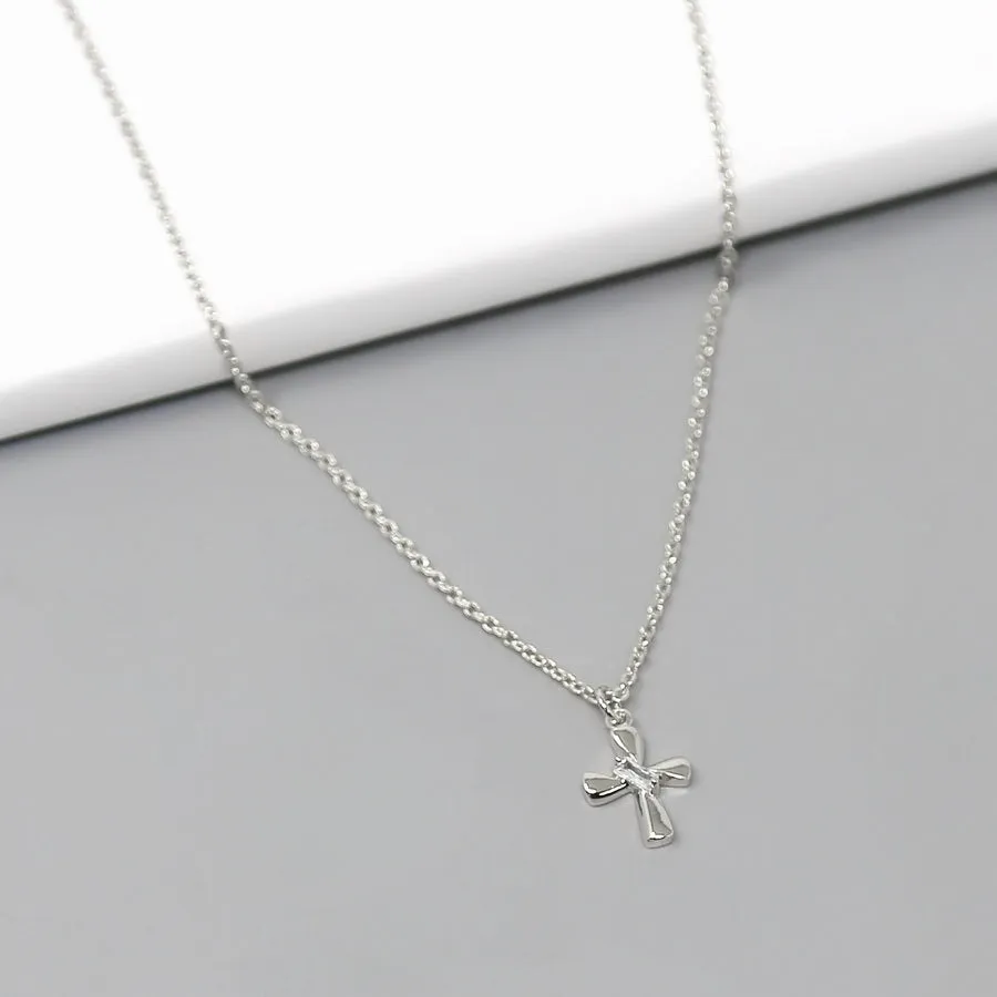 Cross CZ Stone Pendant Short Chain Necklace