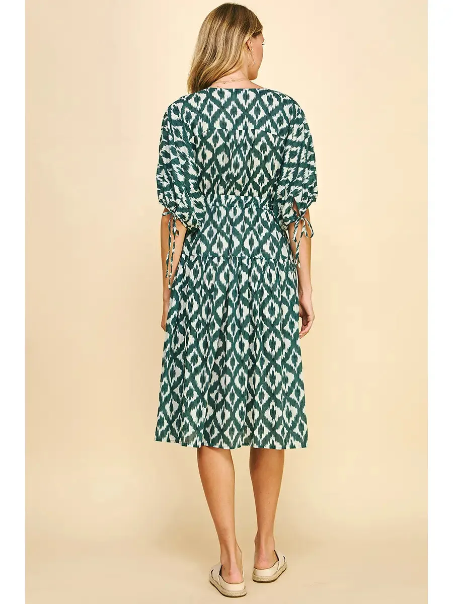 Dark Teal Print Midi Dress