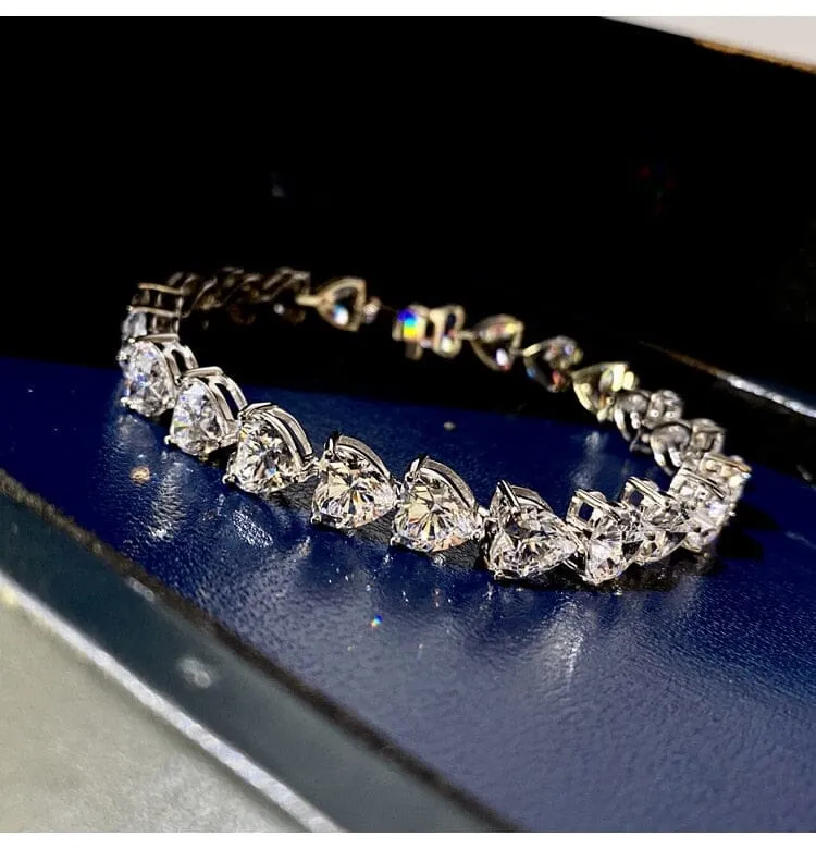 Diamond Tennis Heart Bracelet