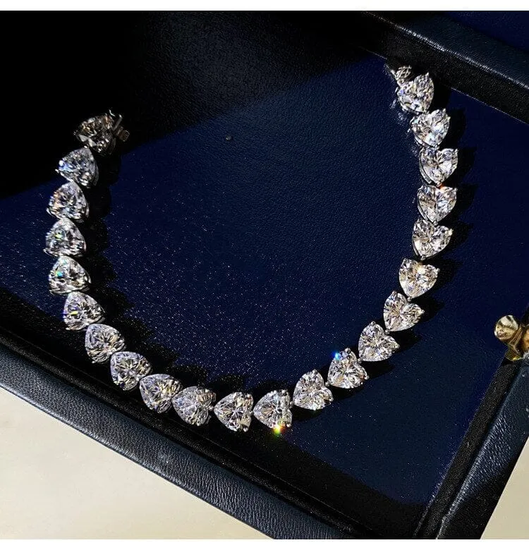 Diamond Tennis Heart Bracelet