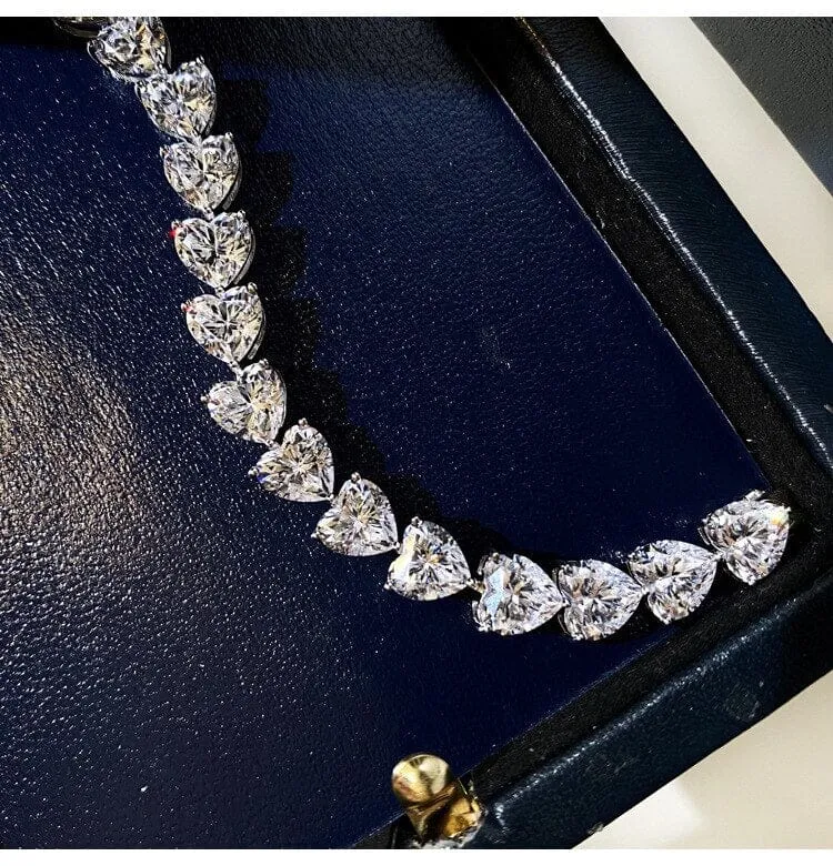 Diamond Tennis Heart Bracelet