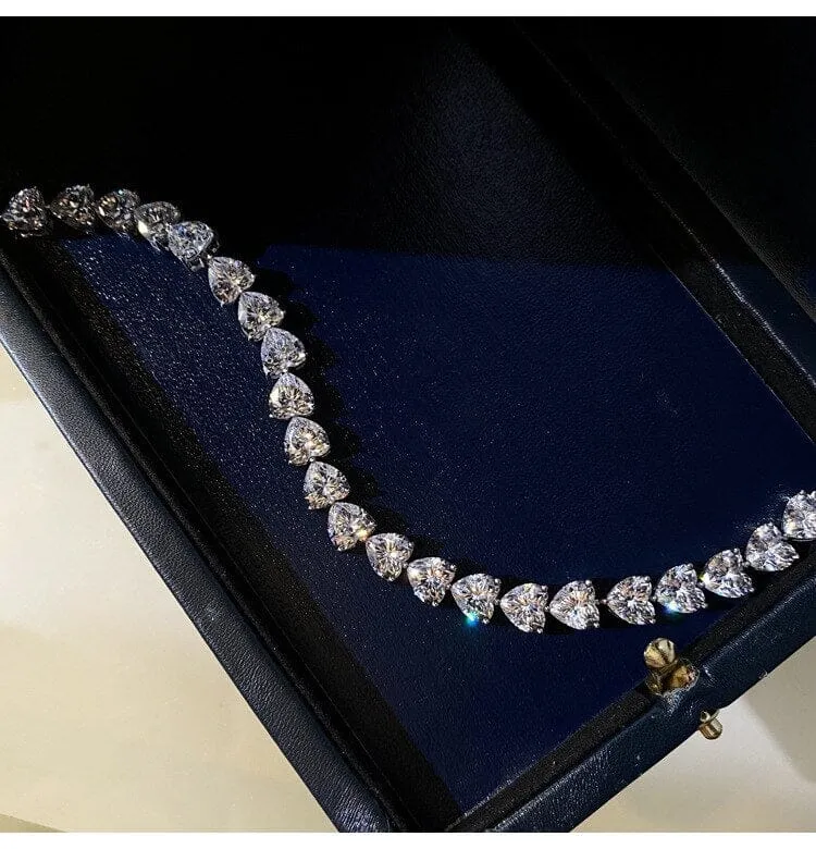 Diamond Tennis Heart Bracelet