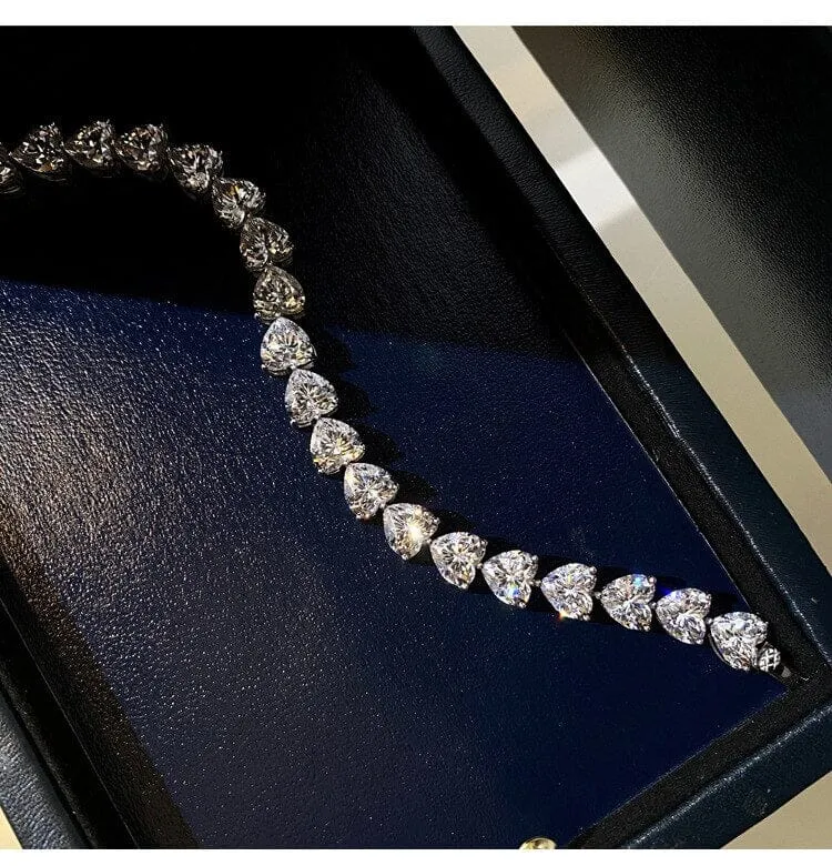 Diamond Tennis Heart Bracelet