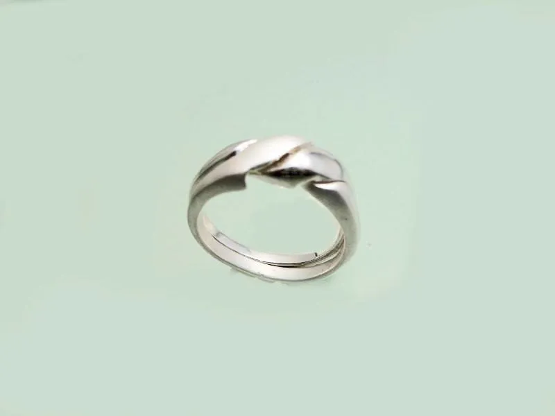 Double Twist Silver Ring, 2Tone Silver Ring, Womens Silver Ring