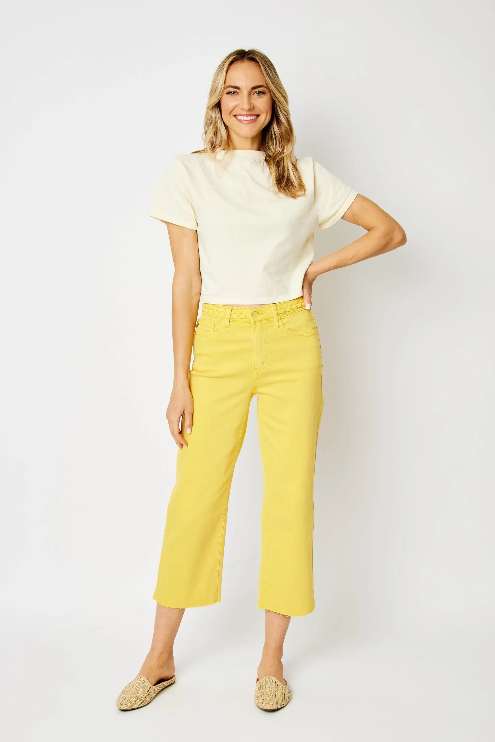 Emersyn Mid Rise Capri by Judy Blue - Yellow PREORDER