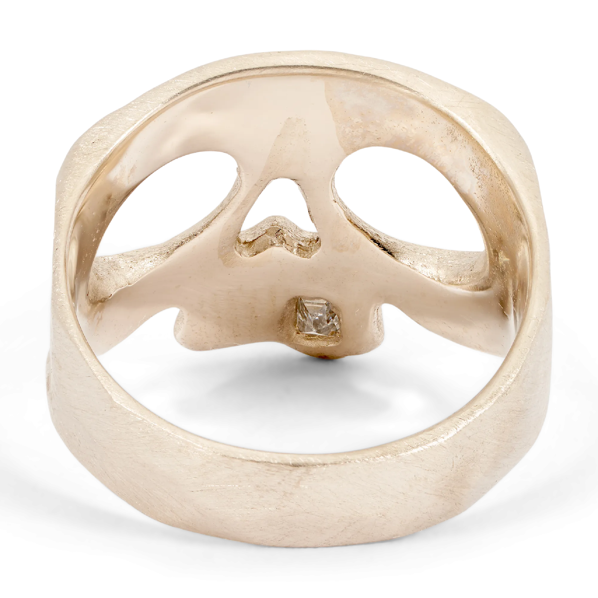 Extra Small Diamond Snaggletooth Skull Ring in White - Size 3.5 - 11248