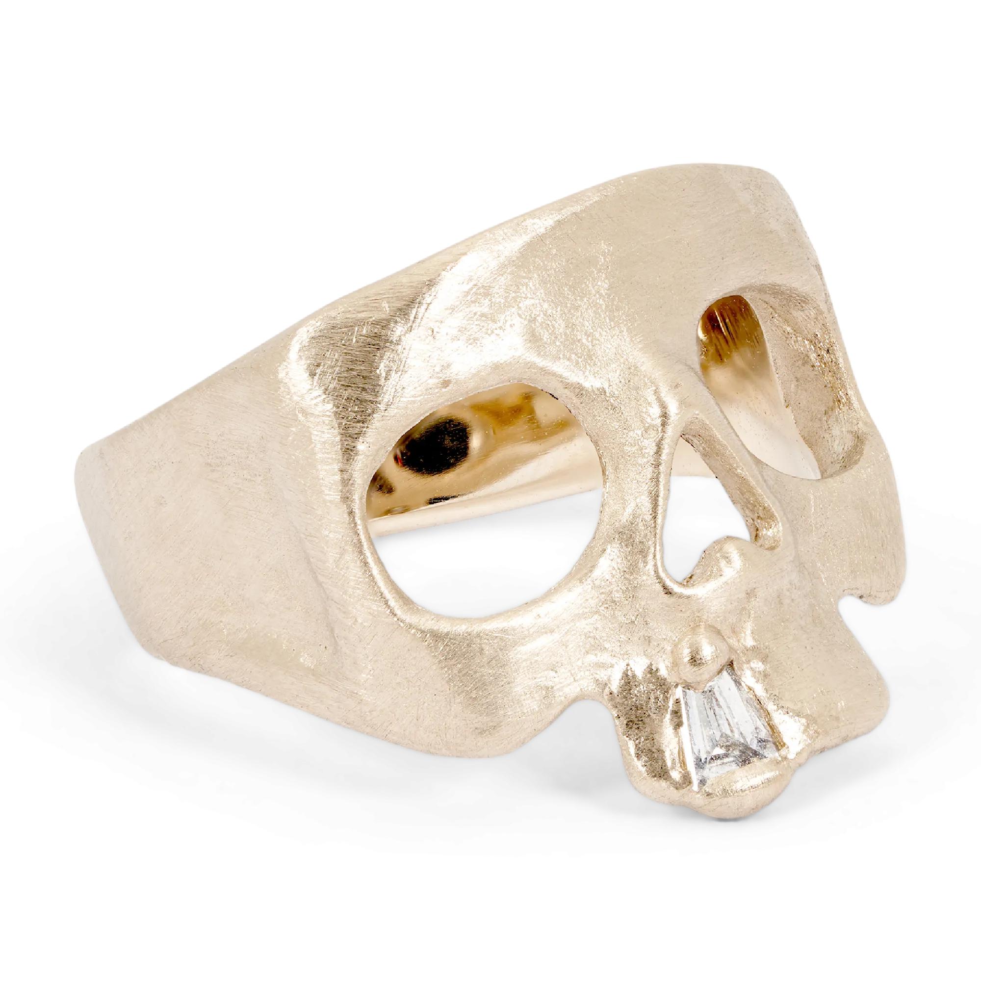 Extra Small Diamond Snaggletooth Skull Ring in White - Size 3.5 - 11248