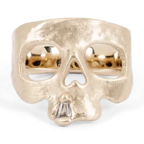 Extra Small Diamond Snaggletooth Skull Ring in White - Size 3.5 - 11248