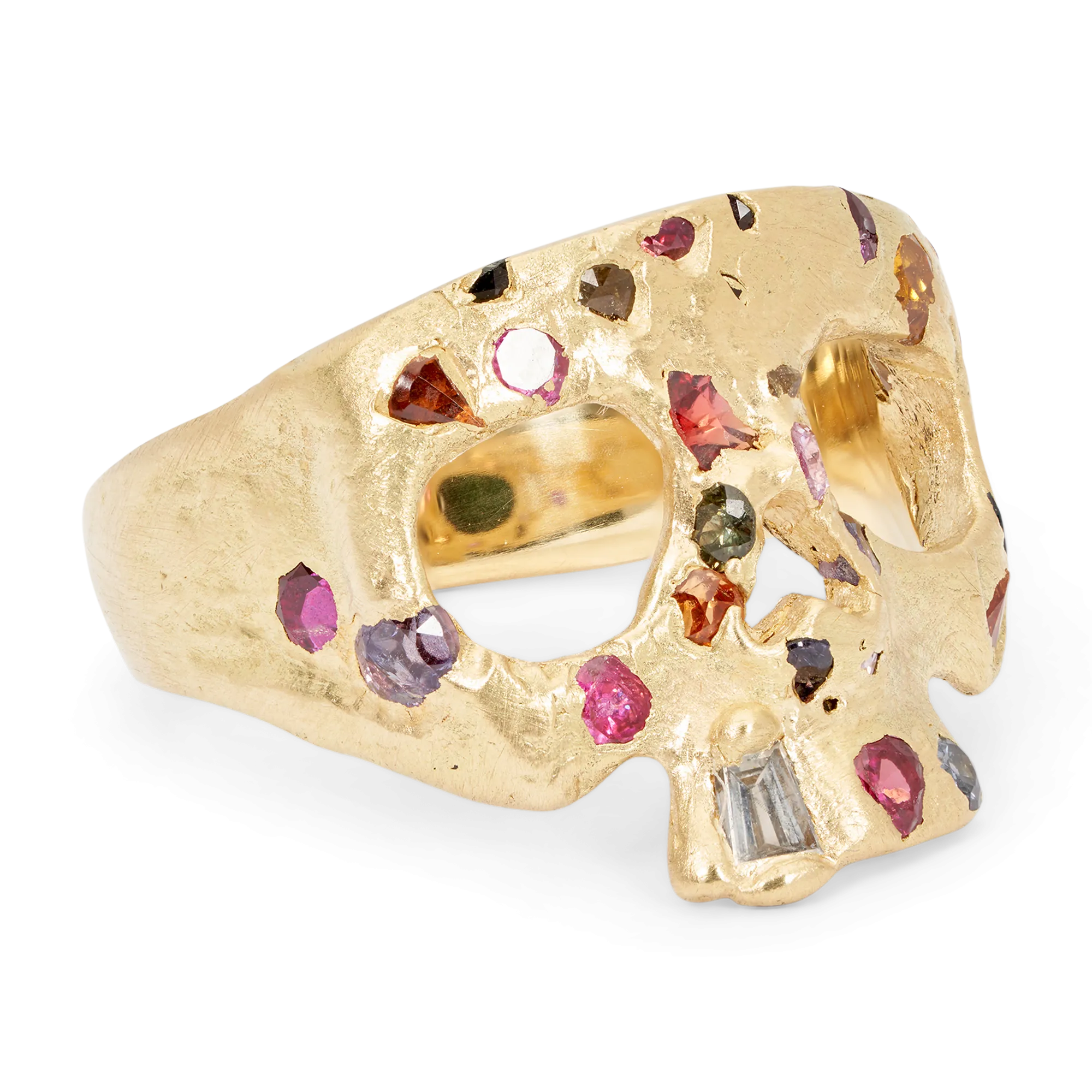 Extra Small Rainbow Confetti Skull Ring - Made to Order