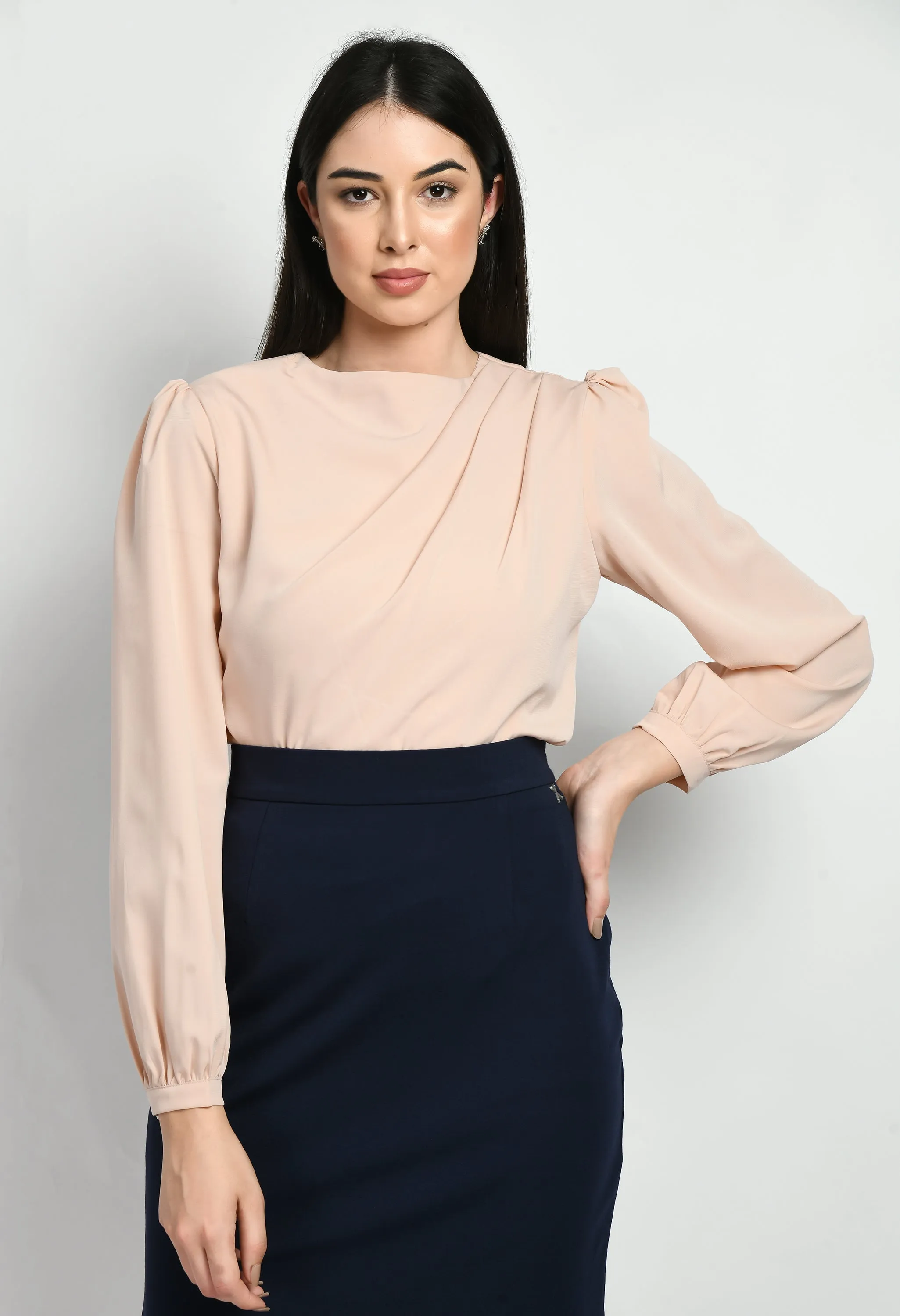 Exude Genius Pleat Detail Top (Peach)