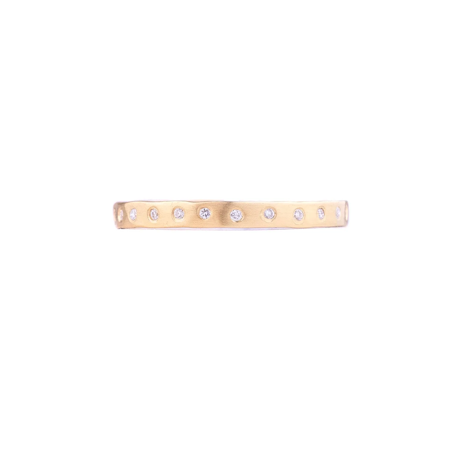 Faceted Eternity Band with White Diamonds in 18K Gold by Sarah Mcguire