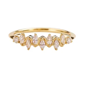 Floating Marquise Cut Cluster Ring with Nine Diamonds