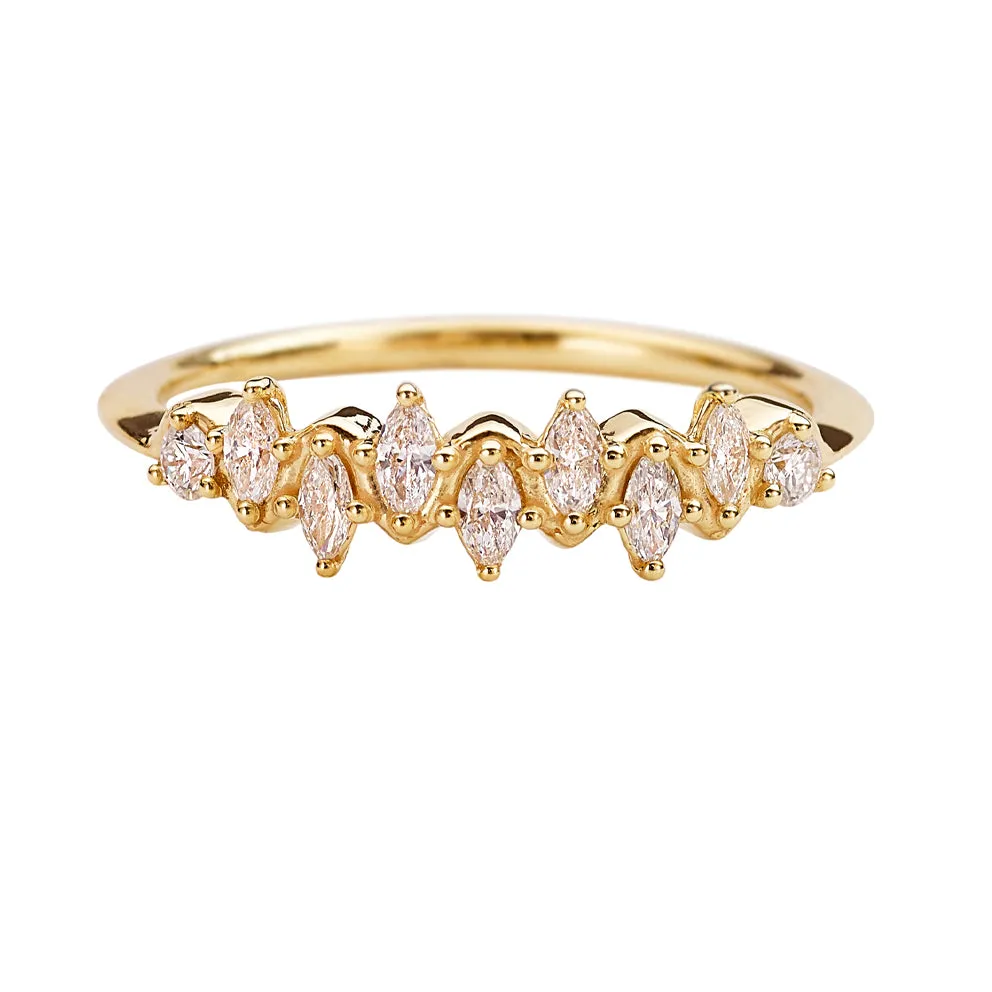 Floating Marquise Cut Cluster Ring with Nine Diamonds