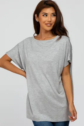 Heather Grey Short Sleeve Boatneck Top