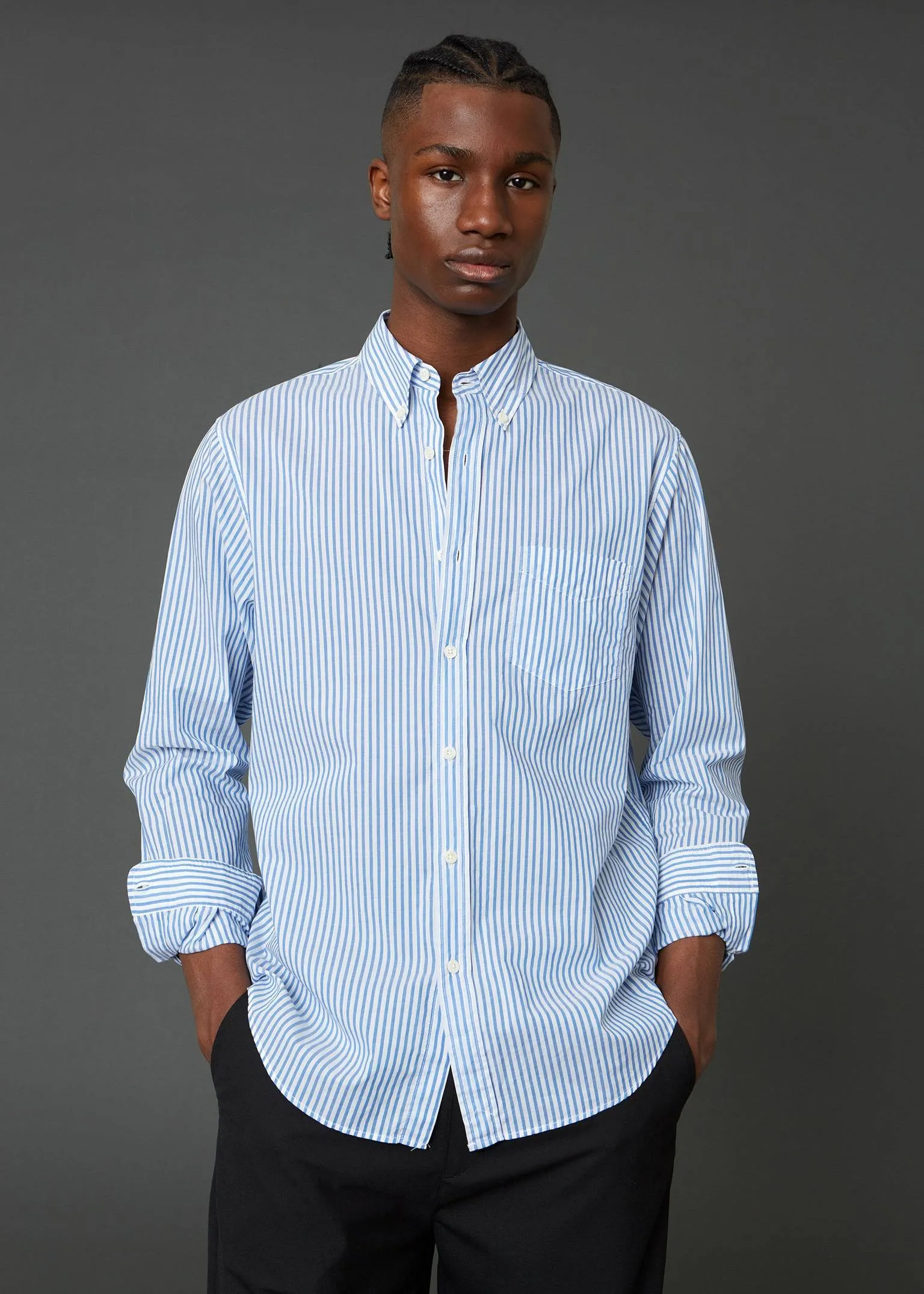 Hope Button Shirt blue stripe