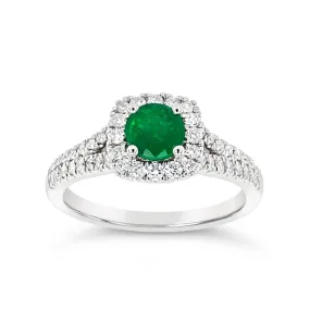 Irisa by Martin Binder Emerald & Diamond Halo Ring