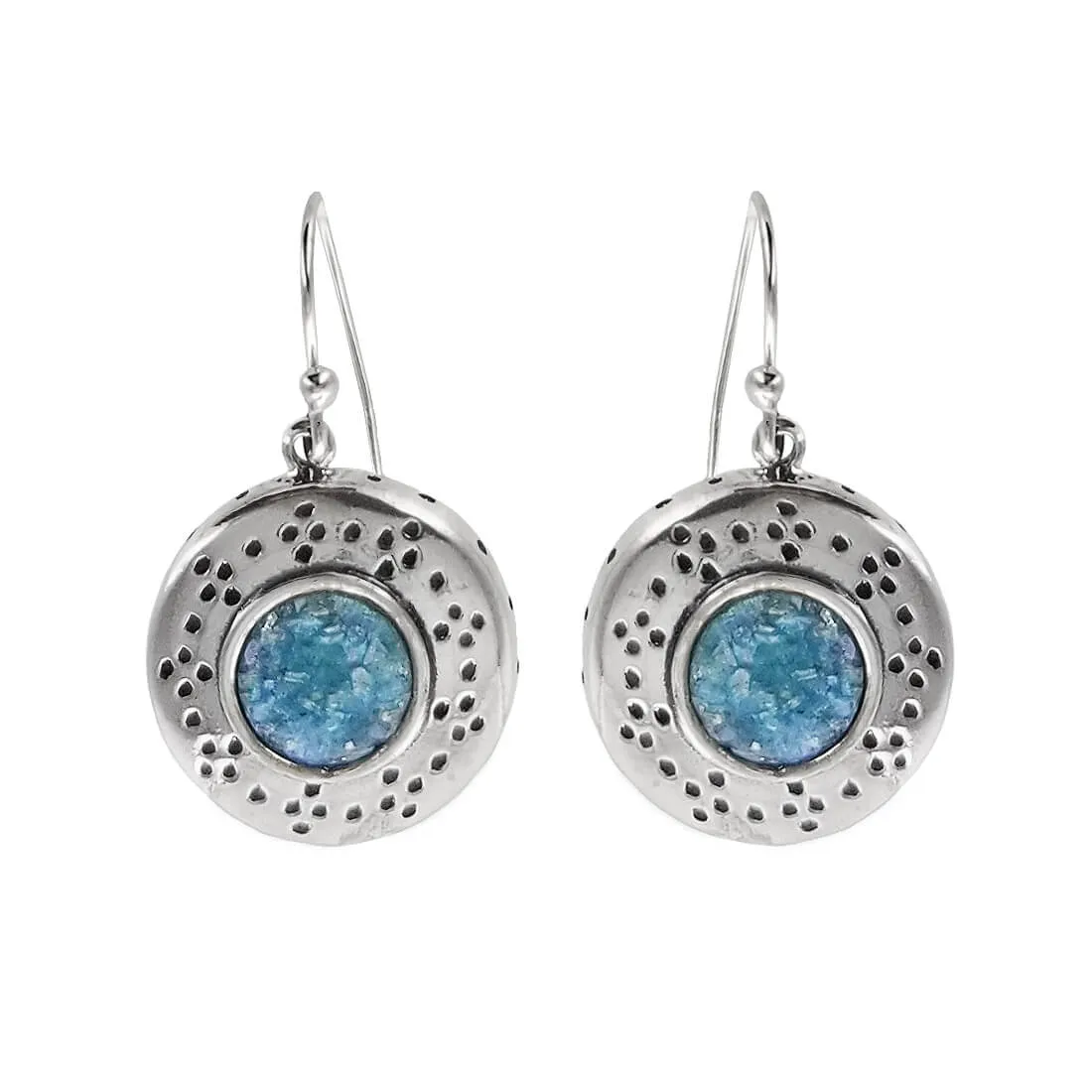 Israeli Ithil Roman Glass Round Starry Sky Earrings