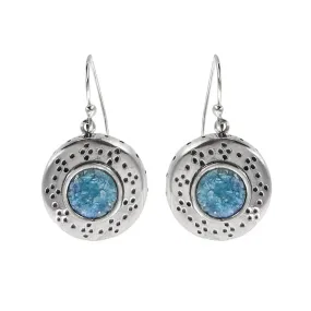 Israeli Ithil Roman Glass Round Starry Sky Earrings