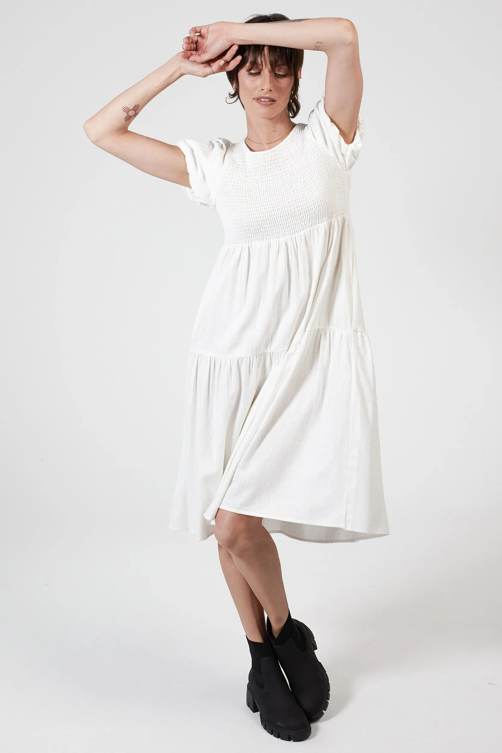 LONNIE HEMP DRESS - WHITE