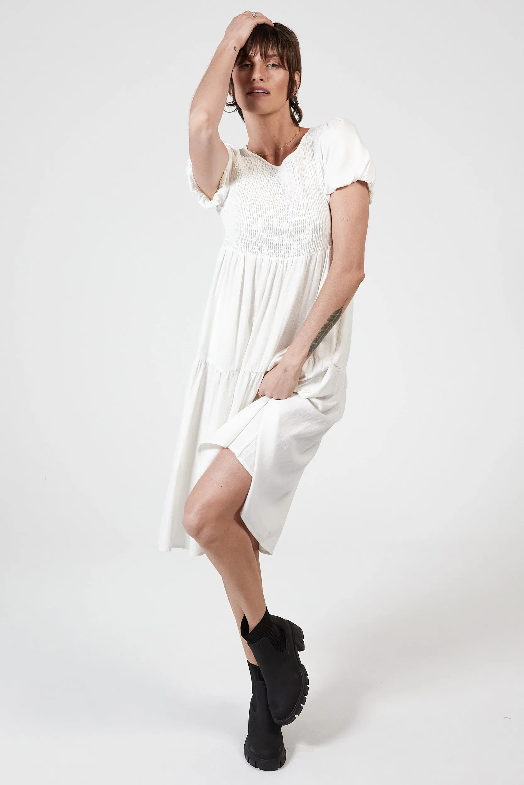 LONNIE HEMP DRESS - WHITE