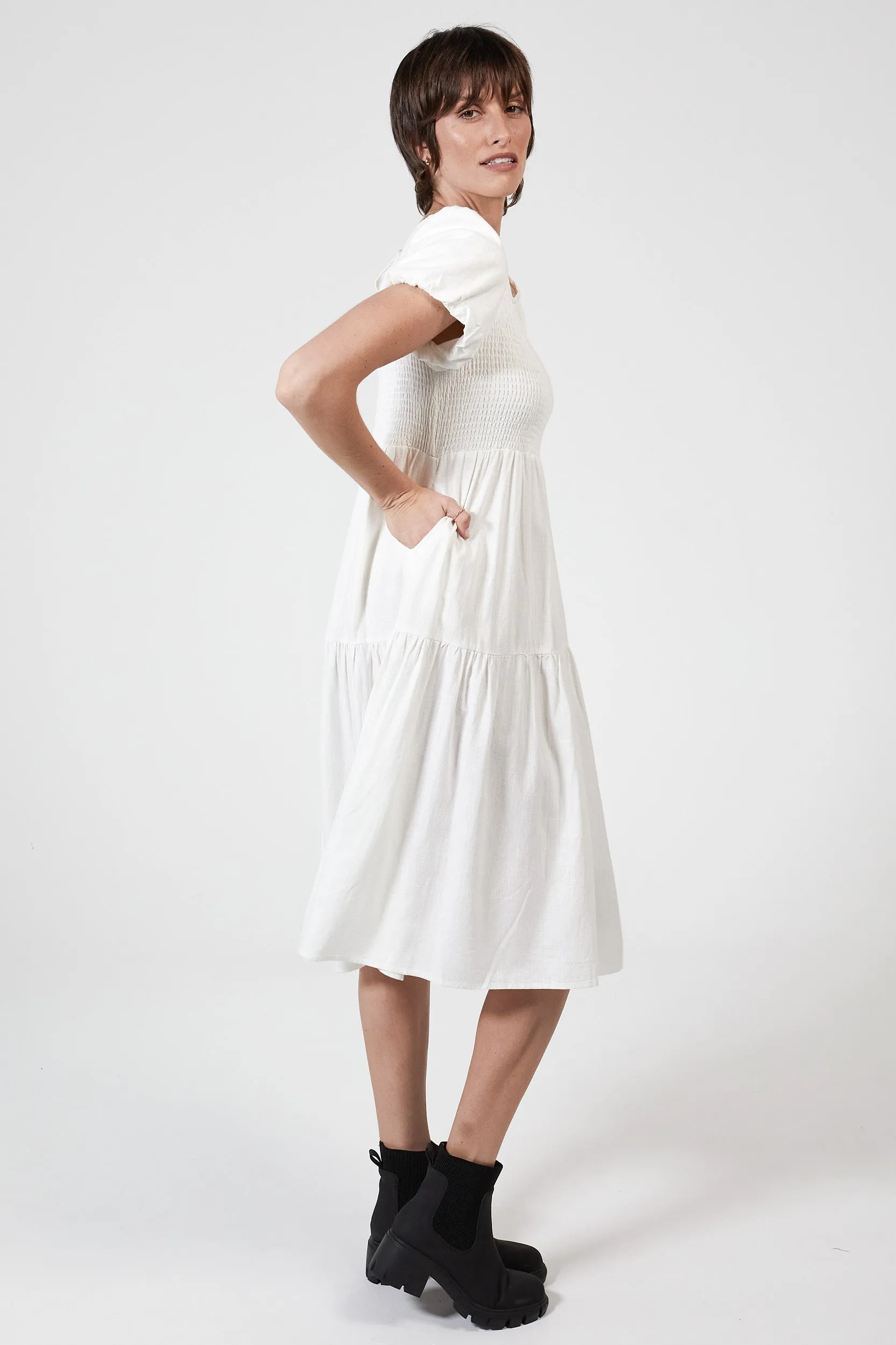 LONNIE HEMP DRESS - WHITE