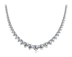 MIST 25 Carat Diamond Rivera Graduated Necklace in 18K White Gold 3 prong set  G Color SI1 Clarity BY MIKE NEKTA