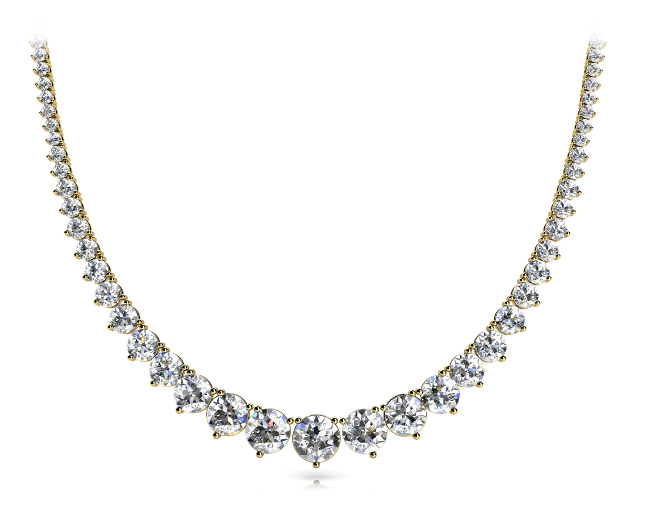 MIST 25 Carat Diamond Rivera Graduated Necklace in 18K White Gold 3 prong set  G Color SI1 Clarity BY MIKE NEKTA