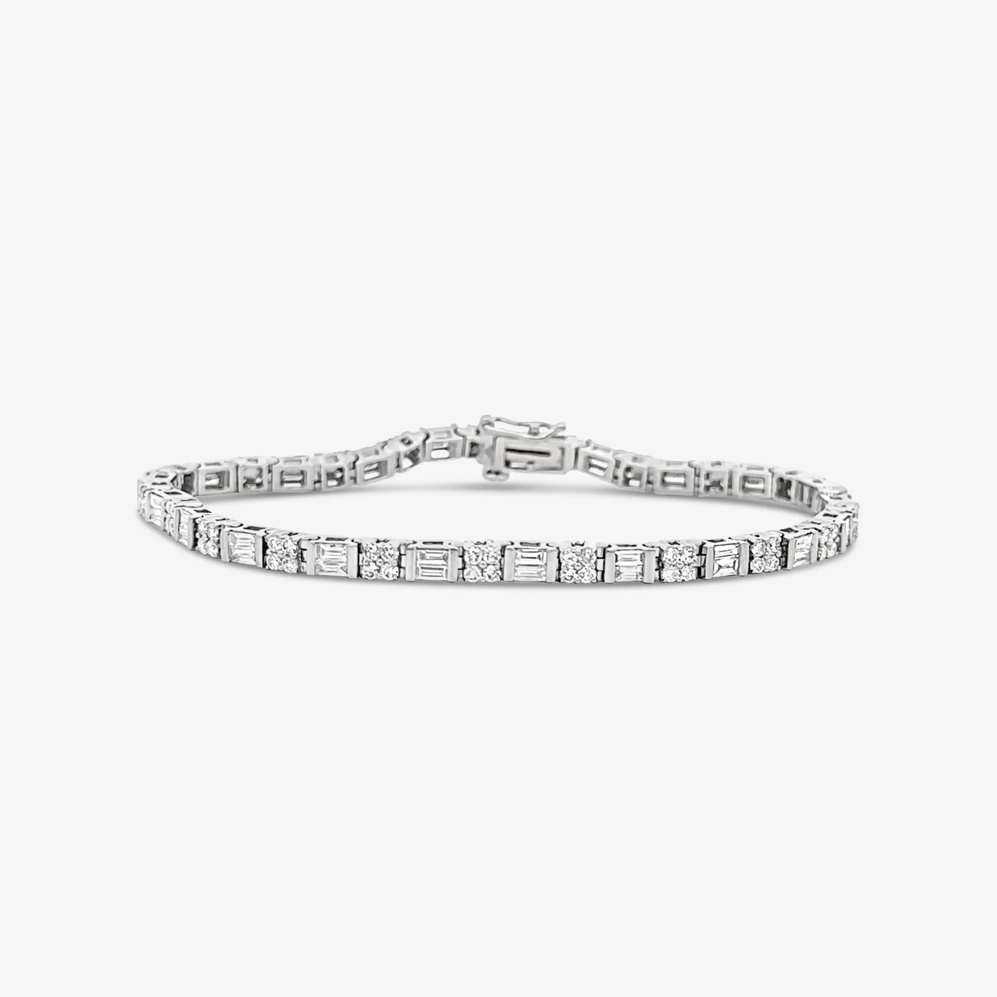 Modern Baguette & Round Diamond Tennis Bracelet