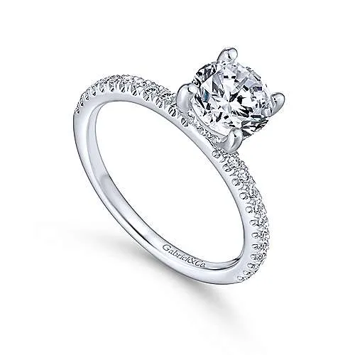 Mounting Only, 14K White Gold Diamond Engagement Ring