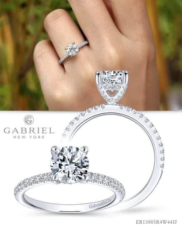 Mounting Only, 14K White Gold Diamond Engagement Ring