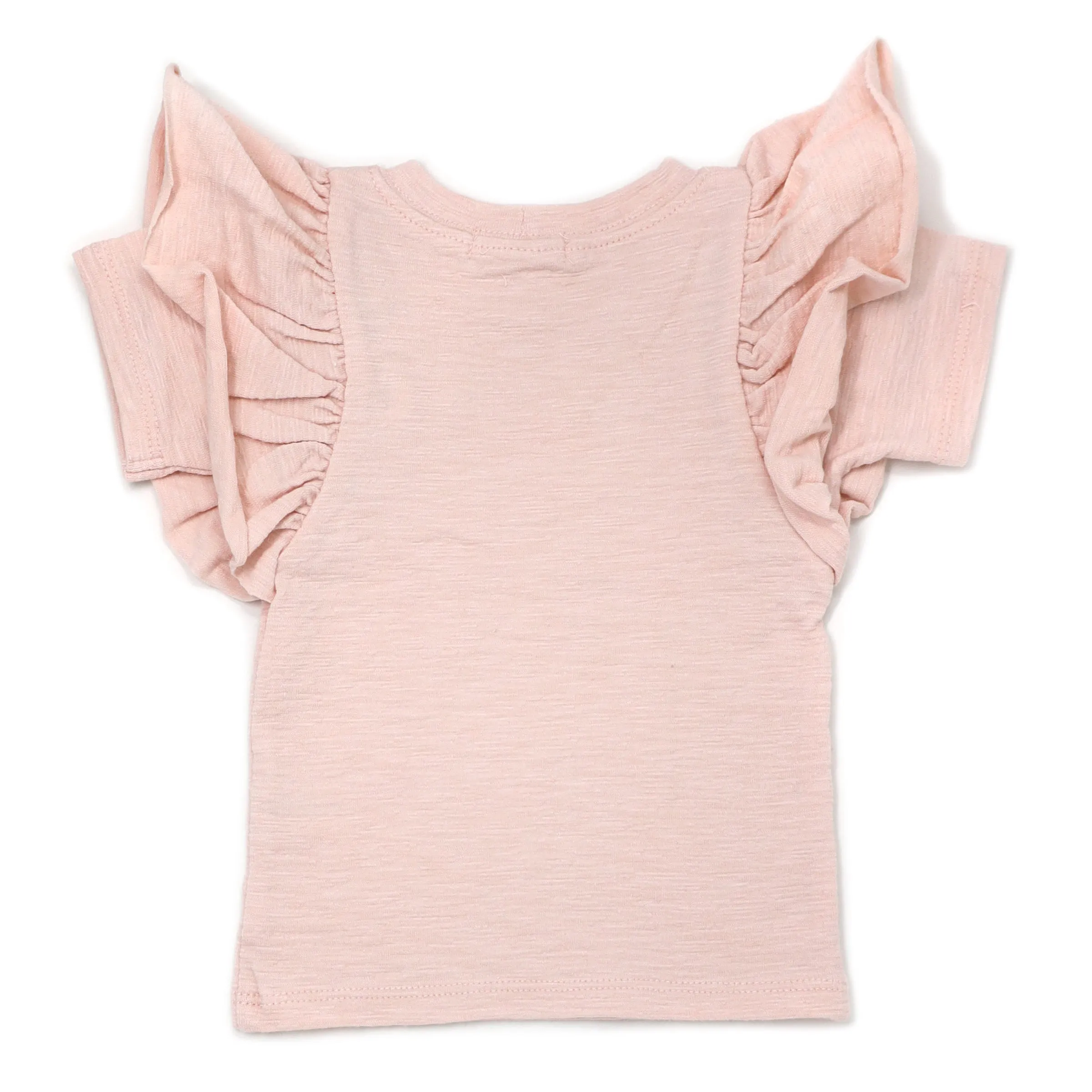 oh baby! Butterfly Short Sleeve Slub Tee -  little loves Embroidery - Pale Pink