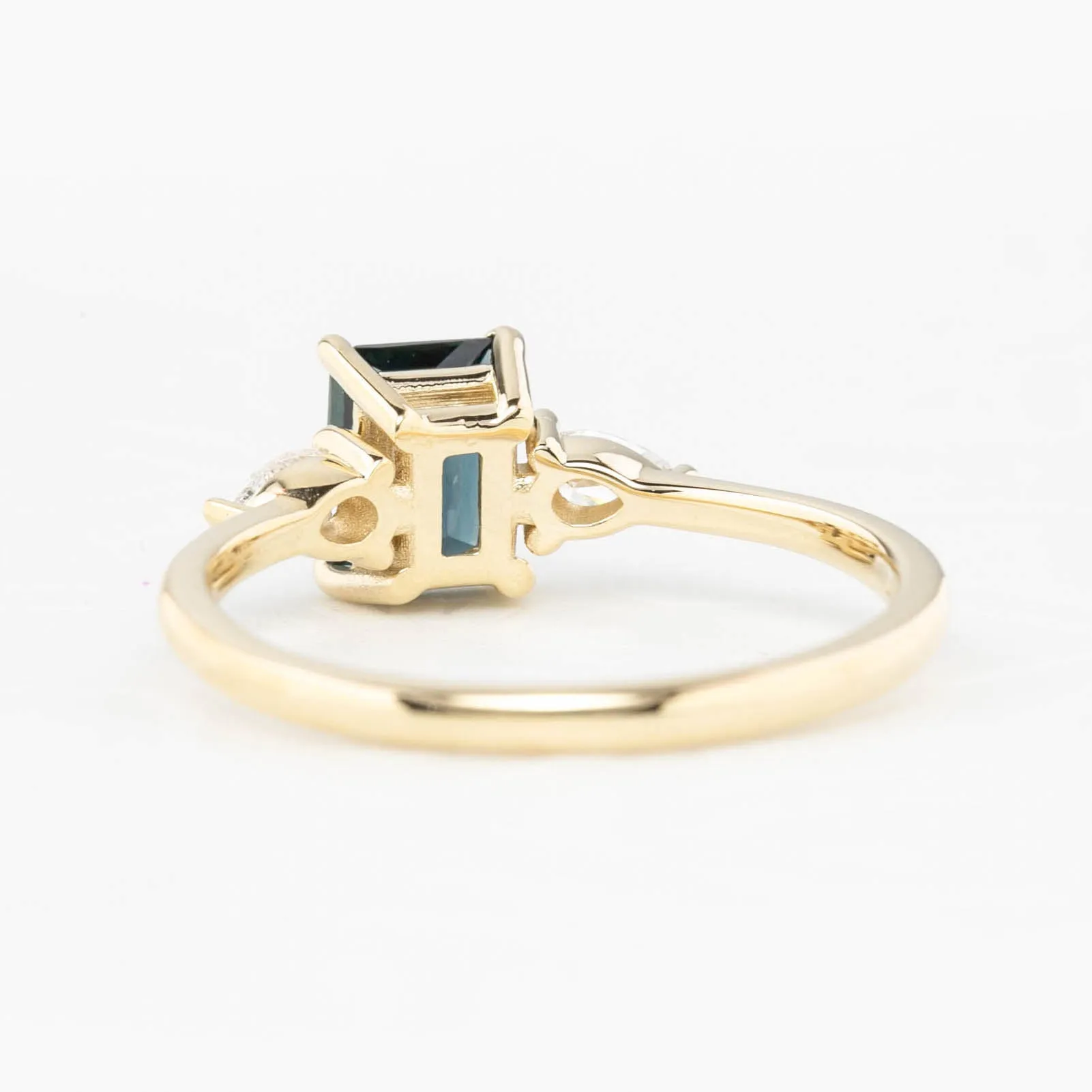 Olivia Ring 1.17ct Teal Blue Emerald Cut Queensland Sapphire, 14K Yellow Gold (One of a kind)