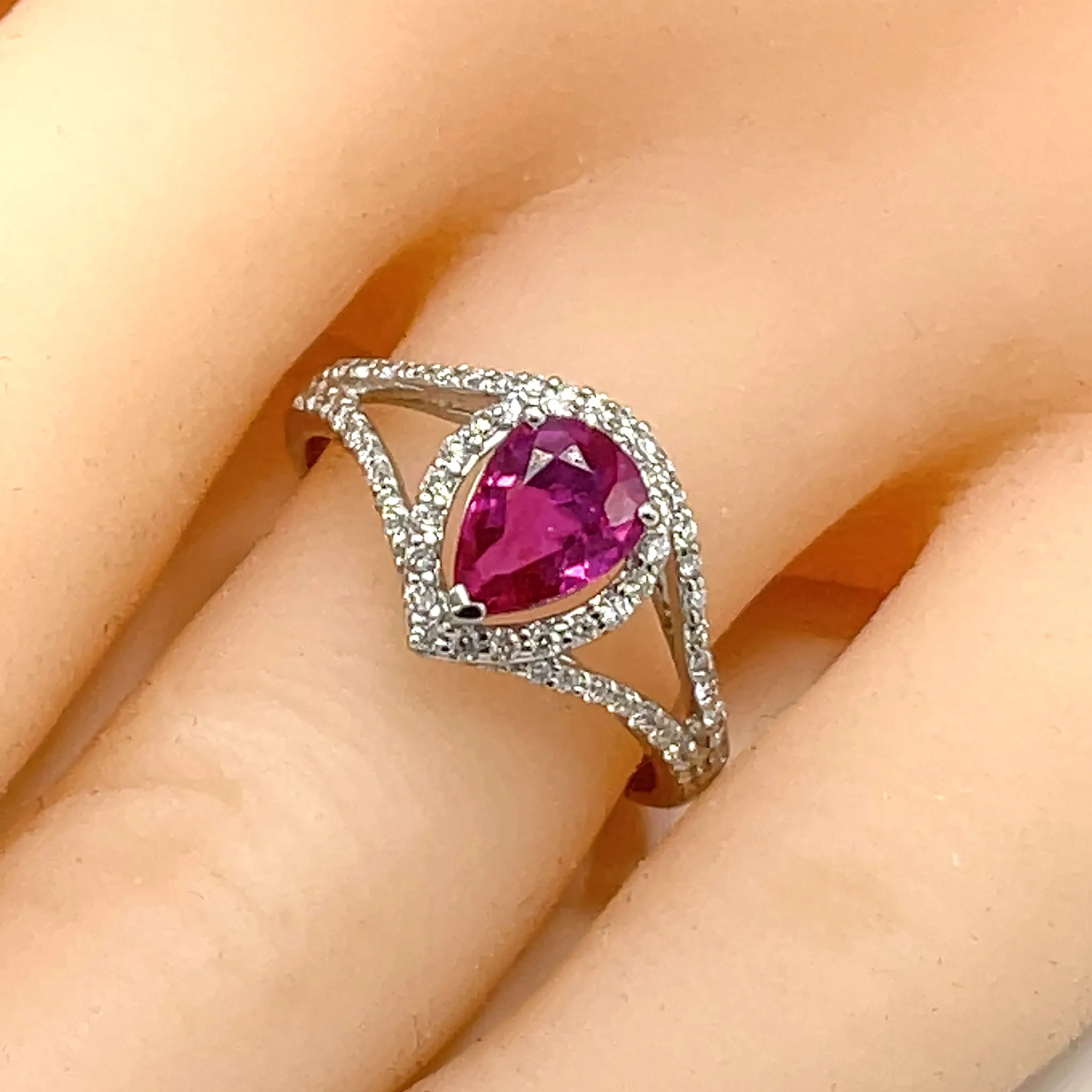 Orianne GIA Certified No-Heat Pear-Shaped Ruby Ring