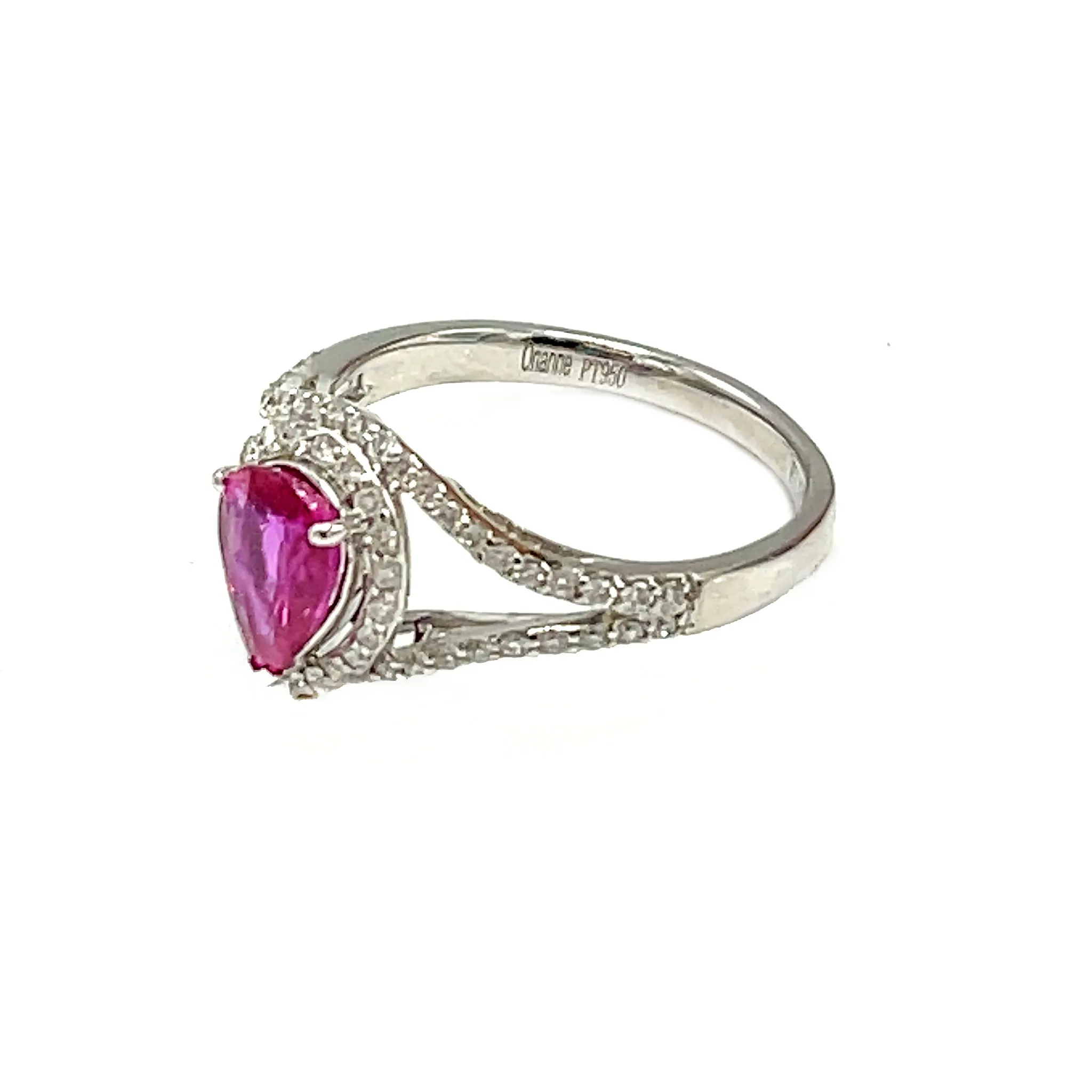 Orianne GIA Certified No-Heat Pear-Shaped Ruby Ring