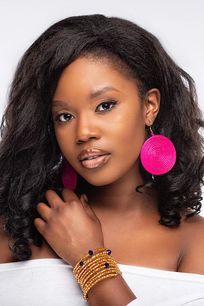 Pink Sisal Disk Earrings