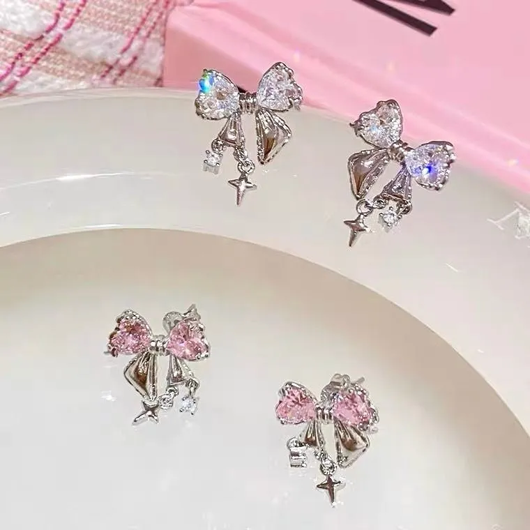 Pretty Diamond Ribbon Earrings - Kimi