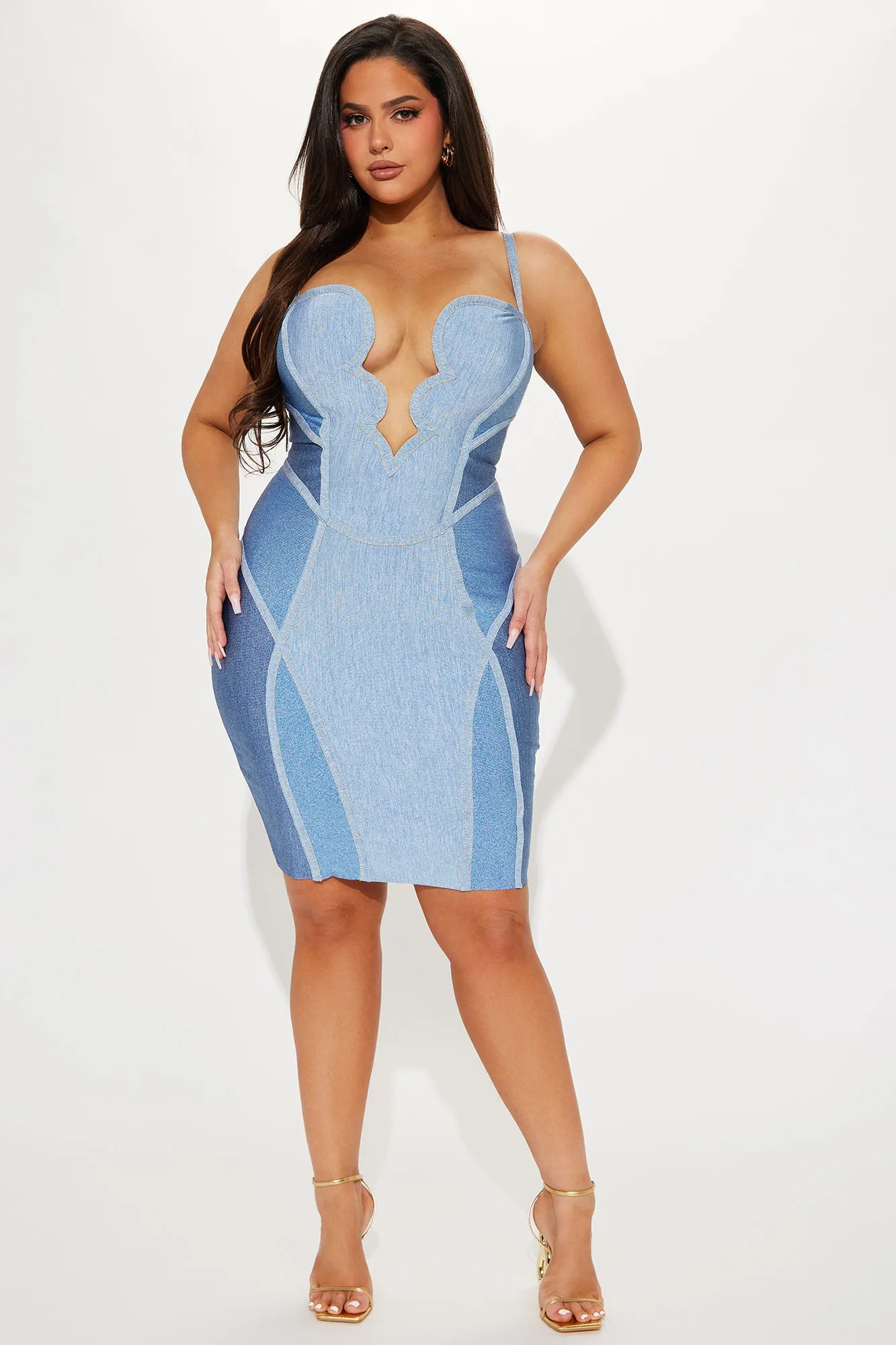 Rio Nights Bandage Midi Dress - Blue