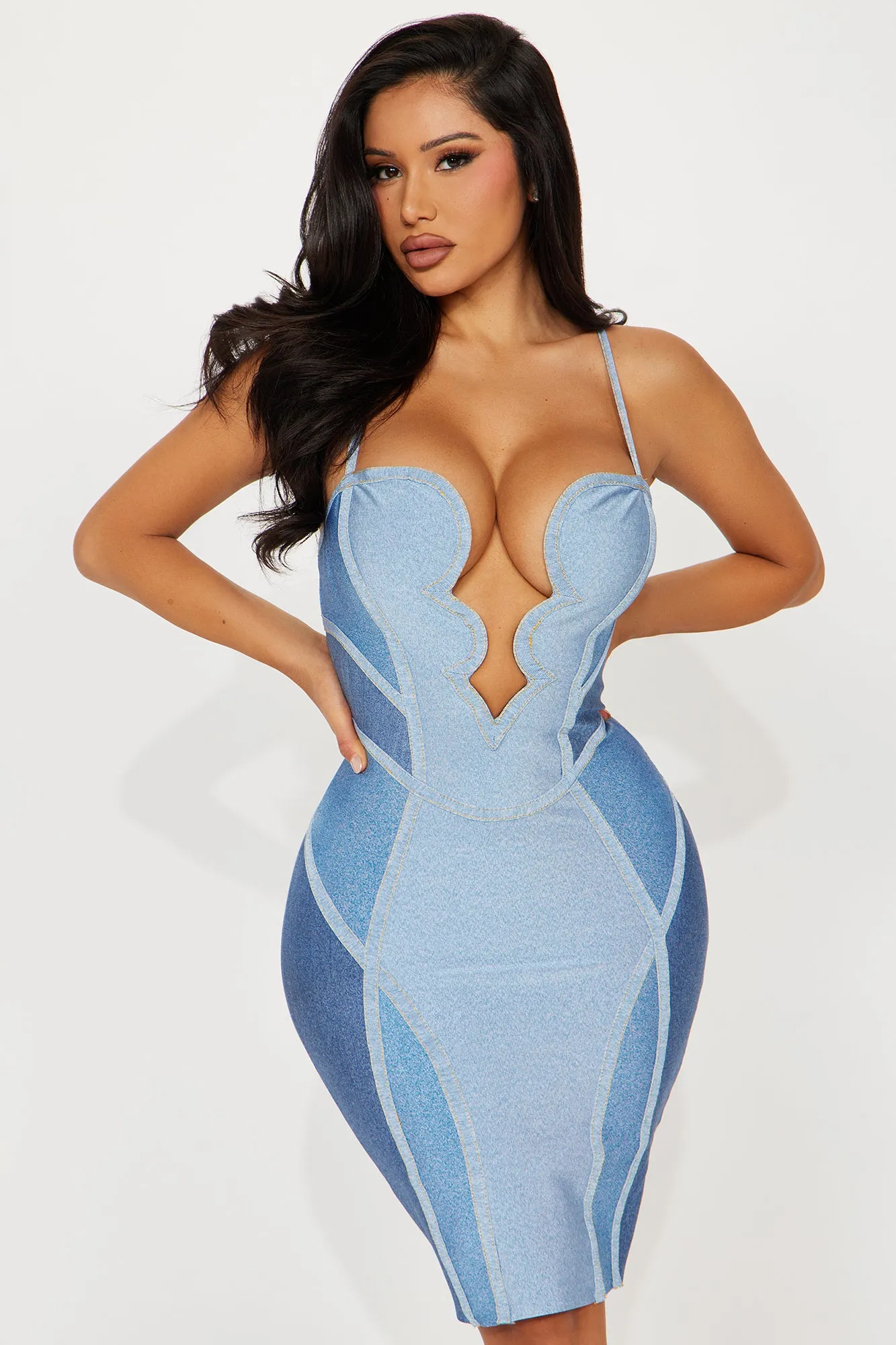 Rio Nights Bandage Midi Dress - Blue