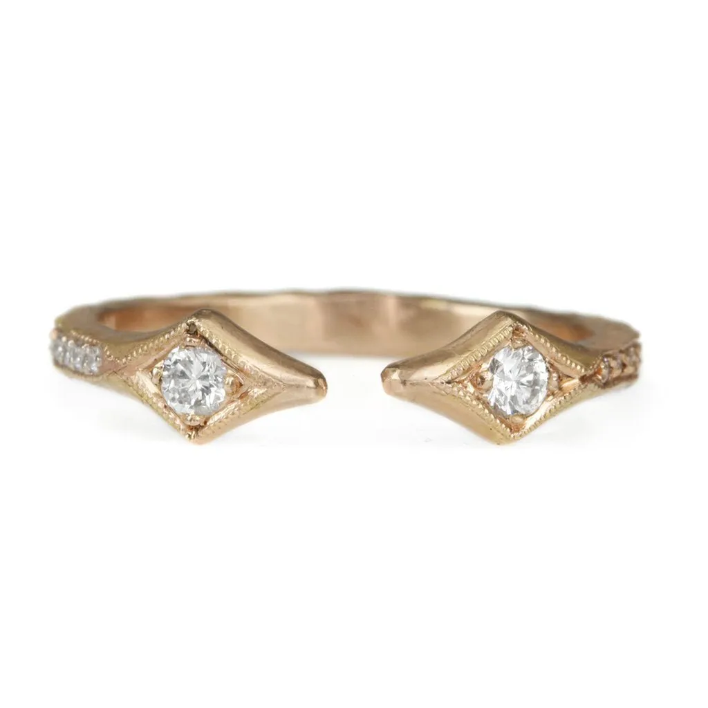 Rose Gold and Diamond Double Arrow Ring