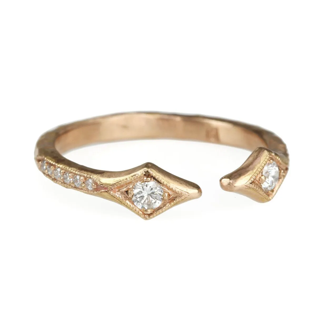 Rose Gold and Diamond Double Arrow Ring