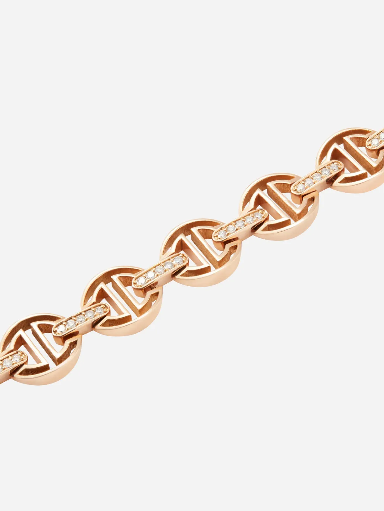 Small Link MMV Bracelet With Diamond Bridge