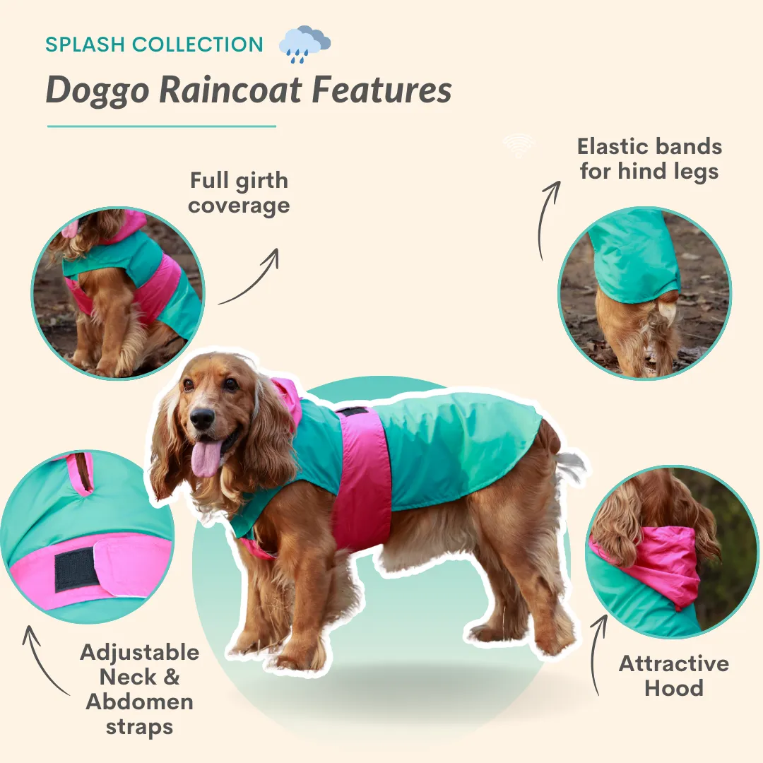 Splash Waterproof Dog Raincoat Aqua-Pink