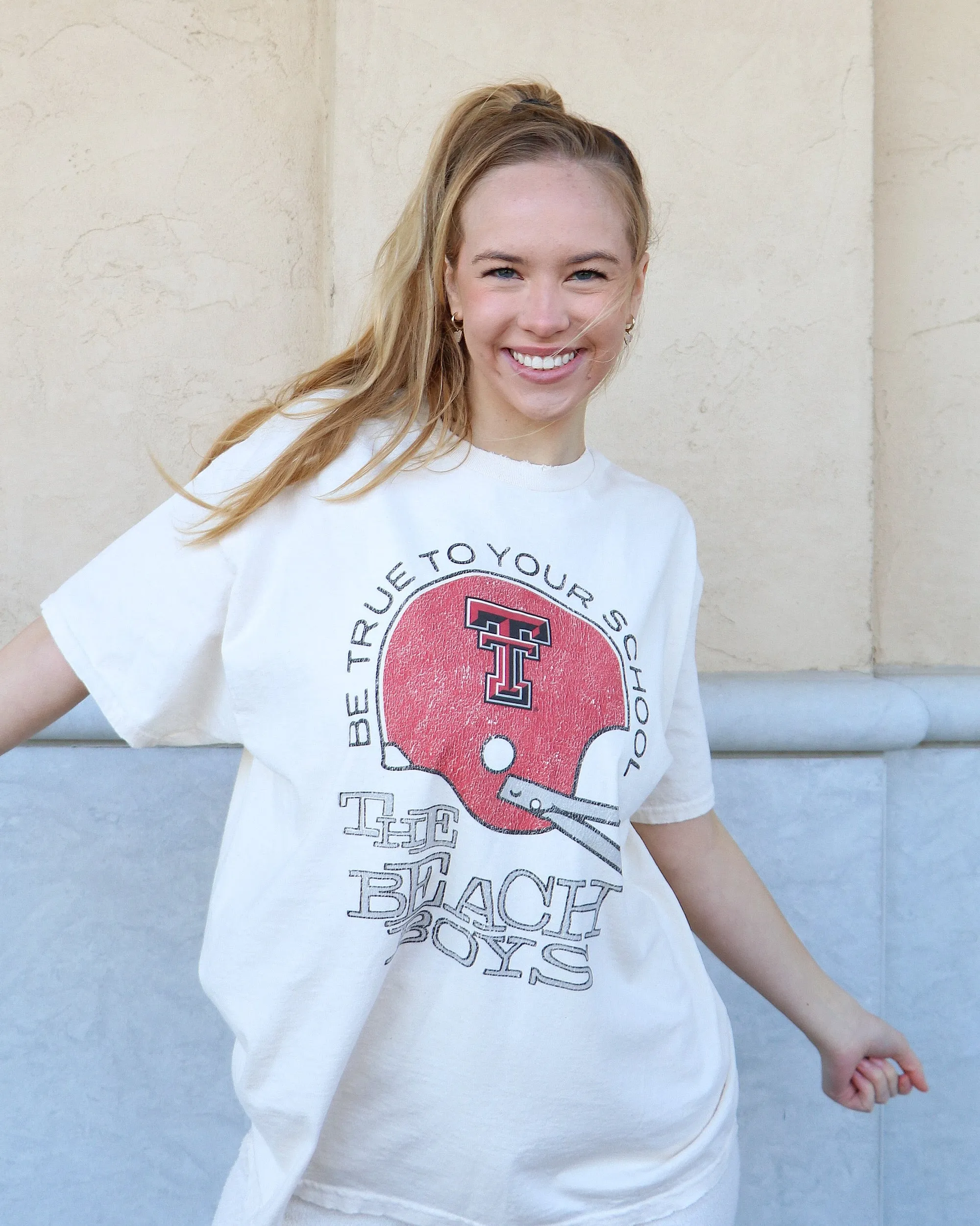 The Beach Boys Texas Tech True To Your School Off White Thrifted Tee