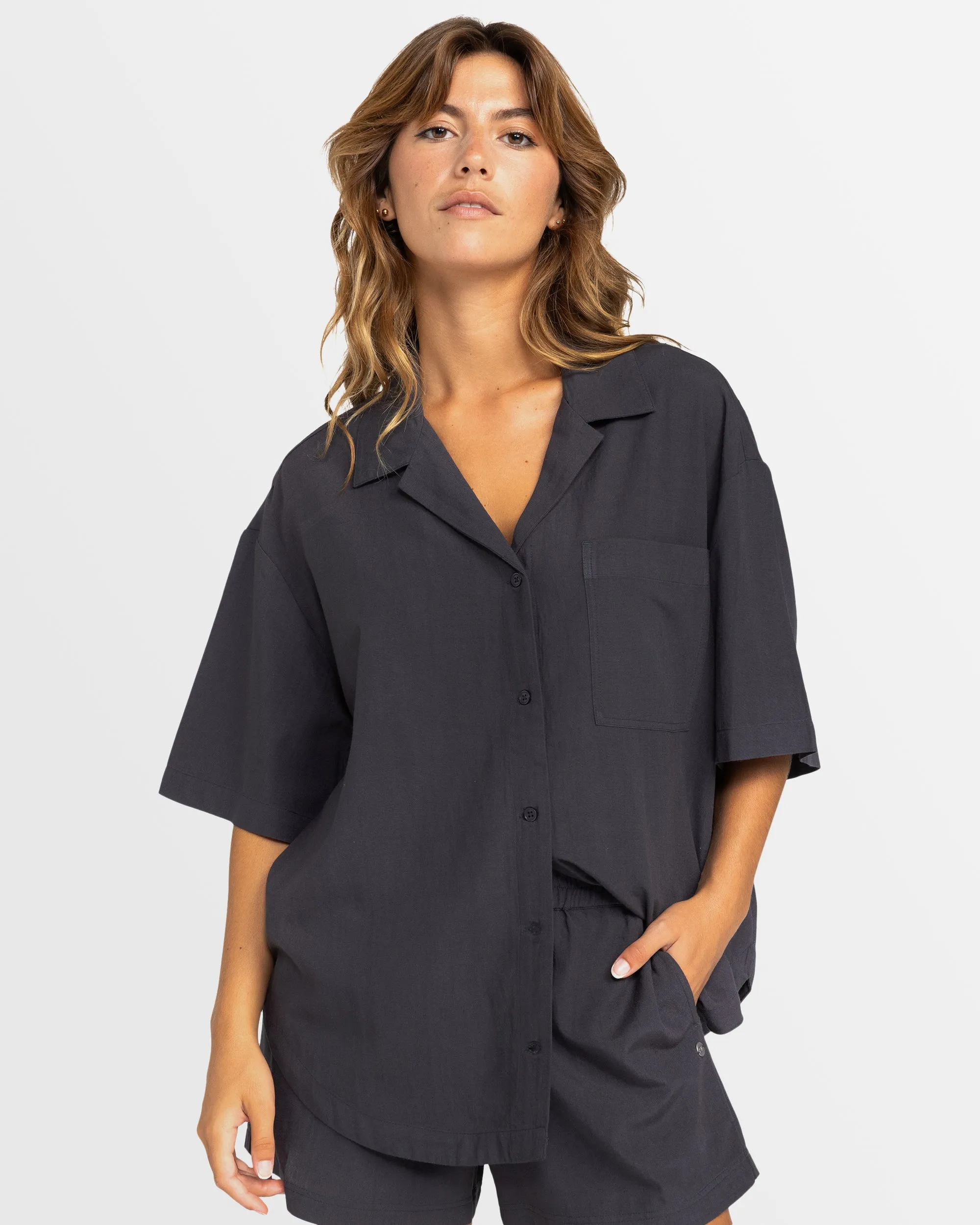 Womens Bisous Oversized Short Sleeves Shirt